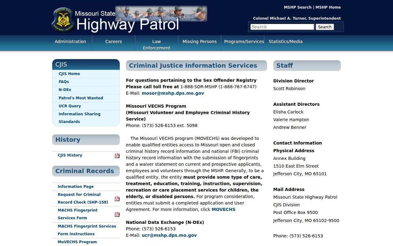 Butler County criminal records at the MSHP CJIS hub