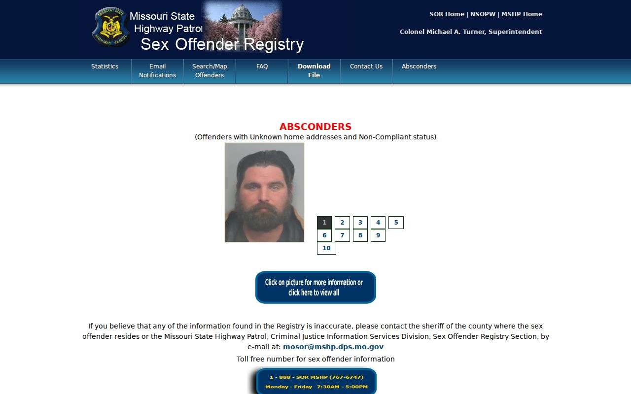 Missouri sex offender registry name address and radius search interface
